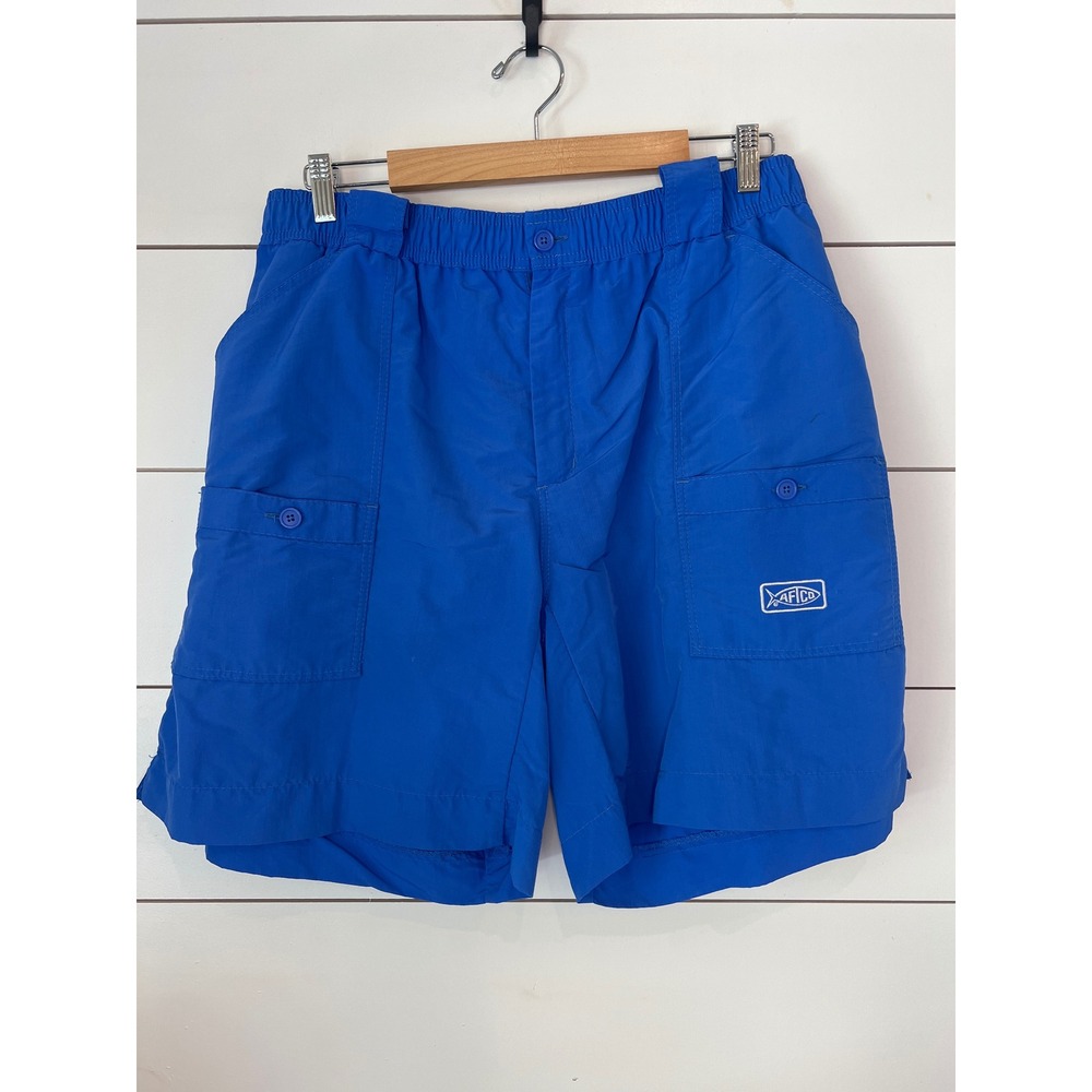 AFTCO Mens Original Fishing Shorts Royal Blue Nylon Cargo Size 38 gorpcore
